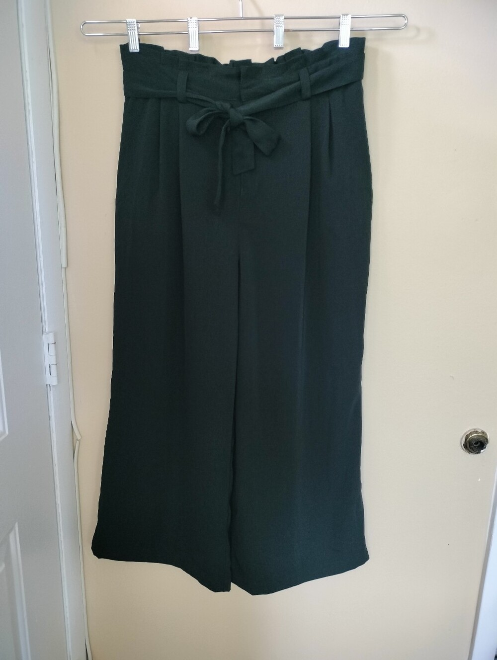 Who What Wear Black Paperbag Waist Wide Leg Ankle Pants L Wedding Guest Office